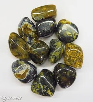 Trommelsteine Opal grün-schwarz Dendriten Opal